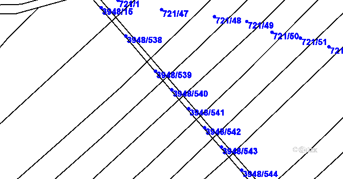 Parcela st. 3948/540 v KÚ Dědice u Vyškova, Katastrální mapa