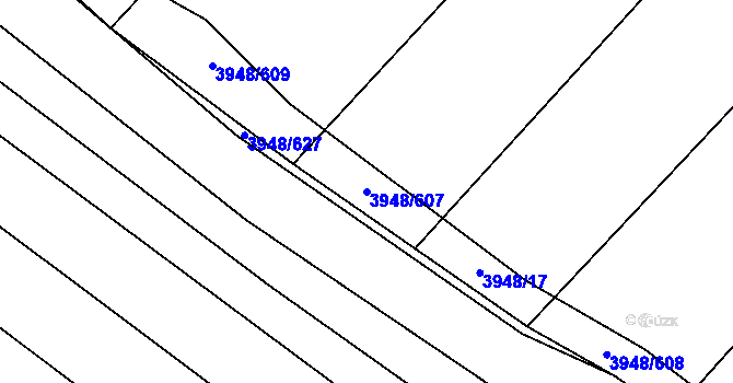Parcela st. 3948/607 v KÚ Dědice u Vyškova, Katastrální mapa