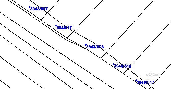 Parcela st. 3948/608 v KÚ Dědice u Vyškova, Katastrální mapa