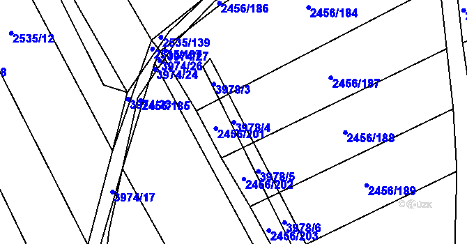 Parcela st. 3978/4 v KÚ Dědice u Vyškova, Katastrální mapa