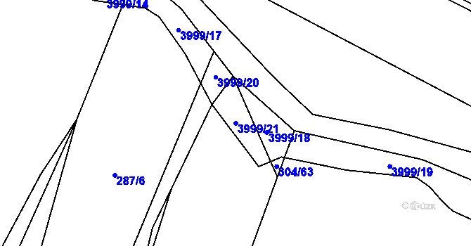 Parcela st. 3999/21 v KÚ Dědice u Vyškova, Katastrální mapa