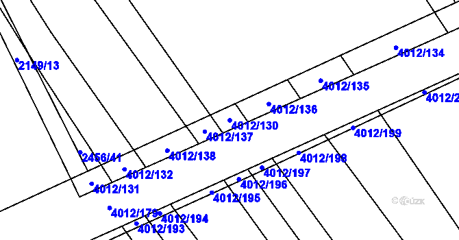 Parcela st. 4012/130 v KÚ Dědice u Vyškova, Katastrální mapa