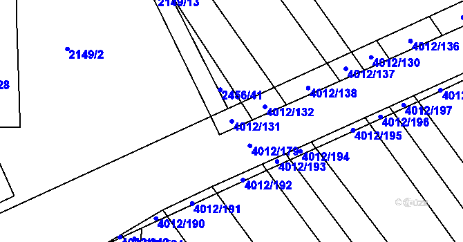 Parcela st. 4012/131 v KÚ Dědice u Vyškova, Katastrální mapa