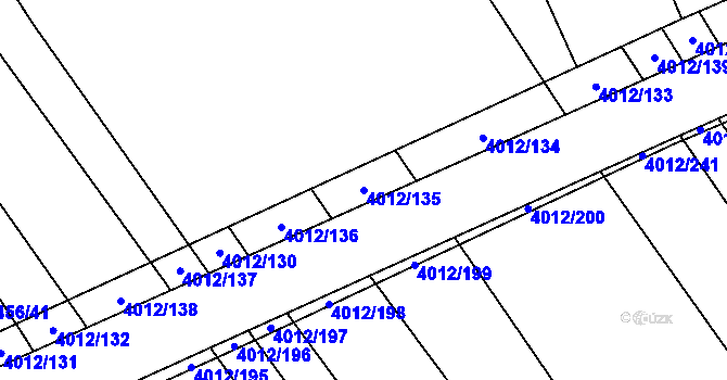 Parcela st. 4012/135 v KÚ Dědice u Vyškova, Katastrální mapa