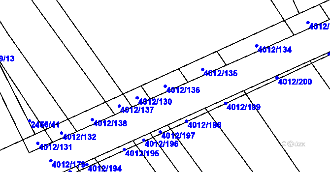 Parcela st. 4012/136 v KÚ Dědice u Vyškova, Katastrální mapa