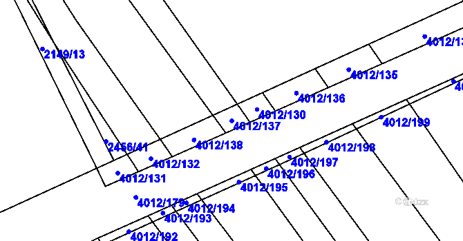 Parcela st. 4012/137 v KÚ Dědice u Vyškova, Katastrální mapa