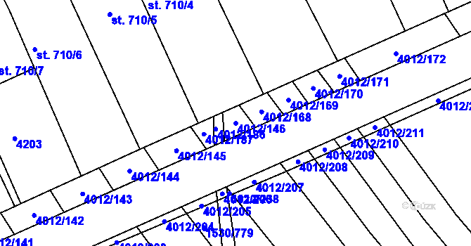 Parcela st. 4012/146 v KÚ Dědice u Vyškova, Katastrální mapa