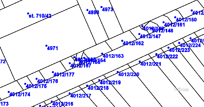 Parcela st. 4012/163 v KÚ Dědice u Vyškova, Katastrální mapa