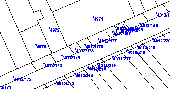 Parcela st. 4012/176 v KÚ Dědice u Vyškova, Katastrální mapa