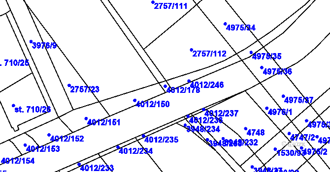Parcela st. 4012/178 v KÚ Dědice u Vyškova, Katastrální mapa