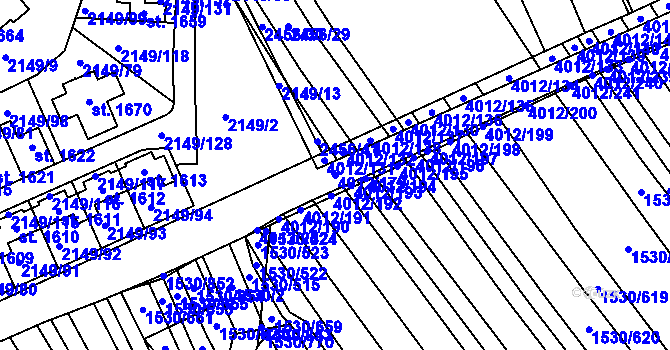 Parcela st. 4012/179 v KÚ Dědice u Vyškova, Katastrální mapa