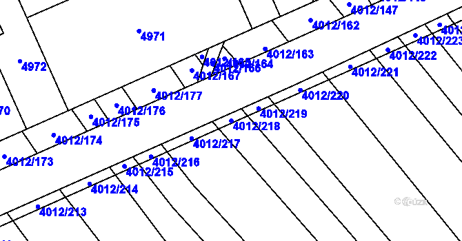Parcela st. 4012/218 v KÚ Dědice u Vyškova, Katastrální mapa
