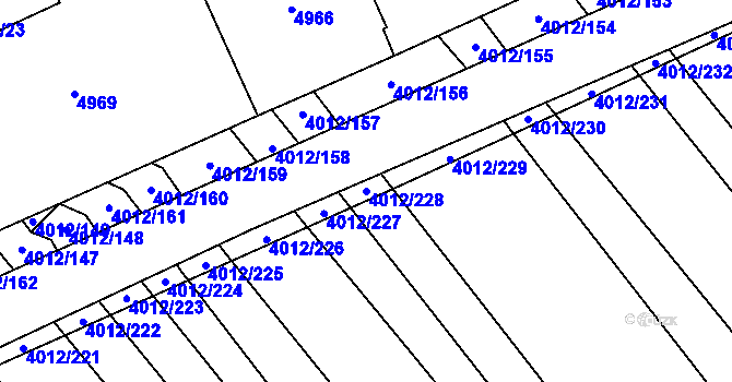 Parcela st. 4012/228 v KÚ Dědice u Vyškova, Katastrální mapa