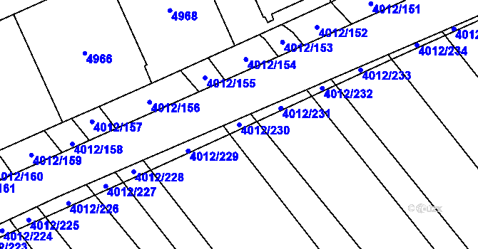 Parcela st. 4012/230 v KÚ Dědice u Vyškova, Katastrální mapa