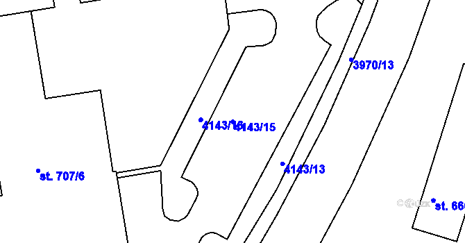 Parcela st. 4143/15 v KÚ Dědice u Vyškova, Katastrální mapa
