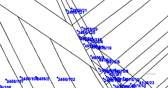 Parcela st. 4975/2 v KÚ Dědice u Vyškova, Katastrální mapa