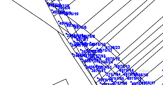 Parcela st. 4975/9 v KÚ Dědice u Vyškova, Katastrální mapa
