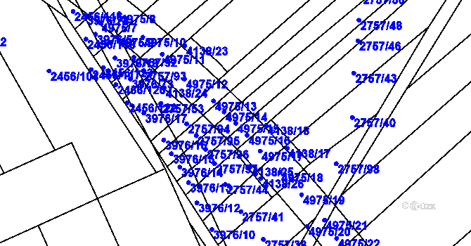 Parcela st. 4975/15 v KÚ Dědice u Vyškova, Katastrální mapa