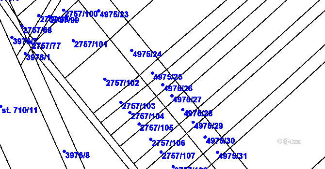 Parcela st. 4975/26 v KÚ Dědice u Vyškova, Katastrální mapa