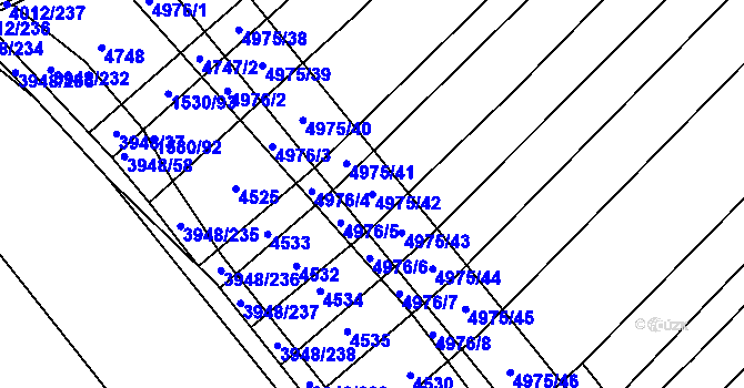 Parcela st. 4975/42 v KÚ Dědice u Vyškova, Katastrální mapa