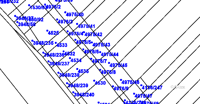 Parcela st. 4975/44 v KÚ Dědice u Vyškova, Katastrální mapa
