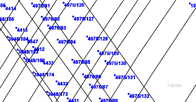 Parcela st. 4975/129 v KÚ Dědice u Vyškova, Katastrální mapa