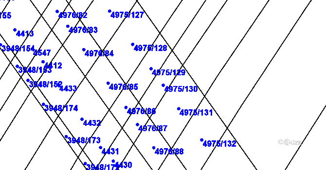 Parcela st. 4975/130 v KÚ Dědice u Vyškova, Katastrální mapa