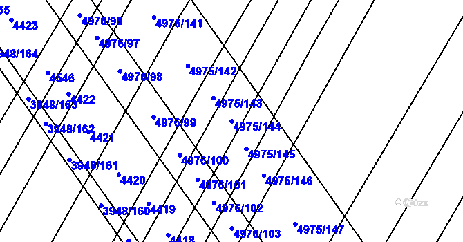 Parcela st. 4975/144 v KÚ Dědice u Vyškova, Katastrální mapa
