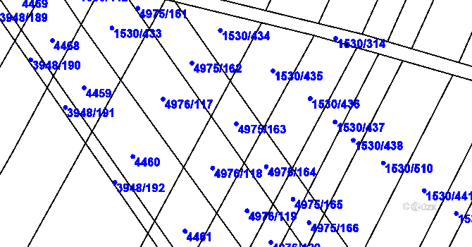 Parcela st. 4975/163 v KÚ Dědice u Vyškova, Katastrální mapa