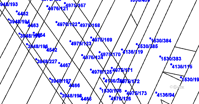 Parcela st. 4975/170 v KÚ Dědice u Vyškova, Katastrální mapa