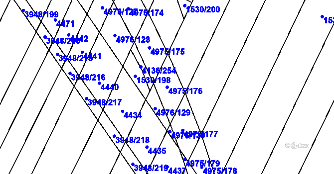 Parcela st. 4975/176 v KÚ Dědice u Vyškova, Katastrální mapa