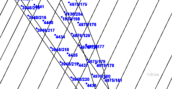 Parcela st. 4975/177 v KÚ Dědice u Vyškova, Katastrální mapa
