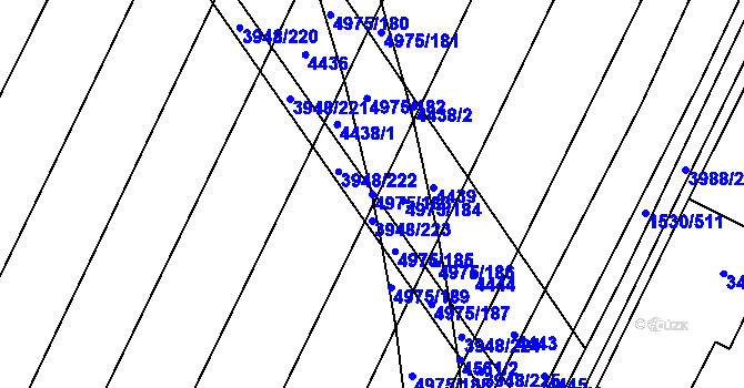 Parcela st. 4975/183 v KÚ Dědice u Vyškova, Katastrální mapa