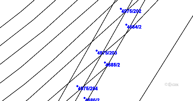 Parcela st. 4975/203 v KÚ Dědice u Vyškova, Katastrální mapa