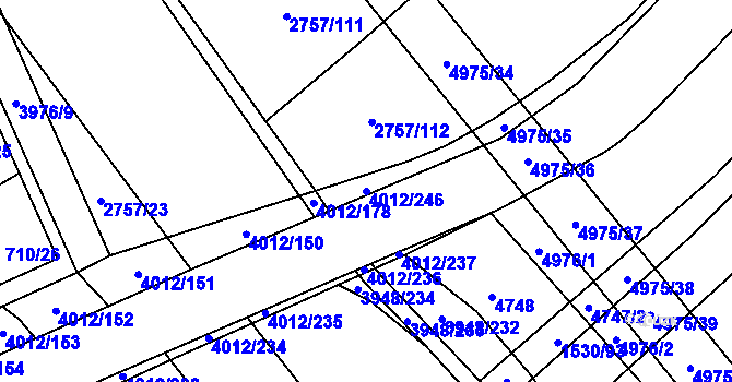Parcela st. 4012/246 v KÚ Dědice u Vyškova, Katastrální mapa
