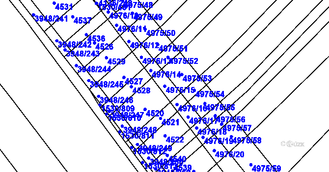 Parcela st. 4976/15 v KÚ Dědice u Vyškova, Katastrální mapa