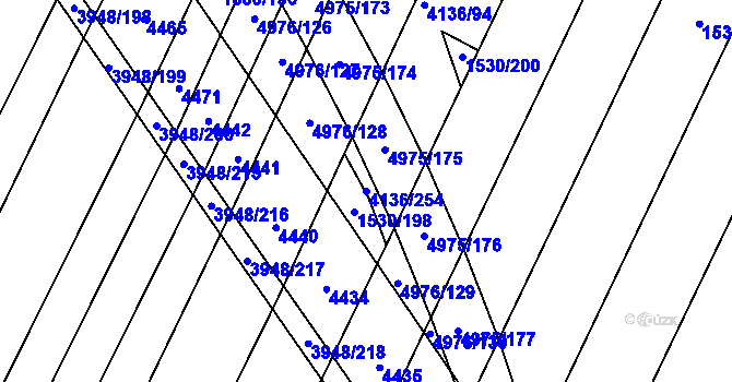 Parcela st. 4136/254 v KÚ Dědice u Vyškova, Katastrální mapa