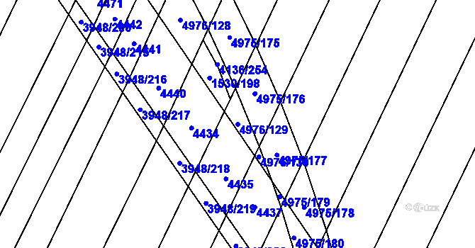 Parcela st. 4976/129 v KÚ Dědice u Vyškova, Katastrální mapa