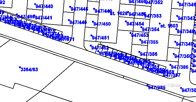 Parcela st. 947/370 v KÚ Dědice u Vyškova, Katastrální mapa