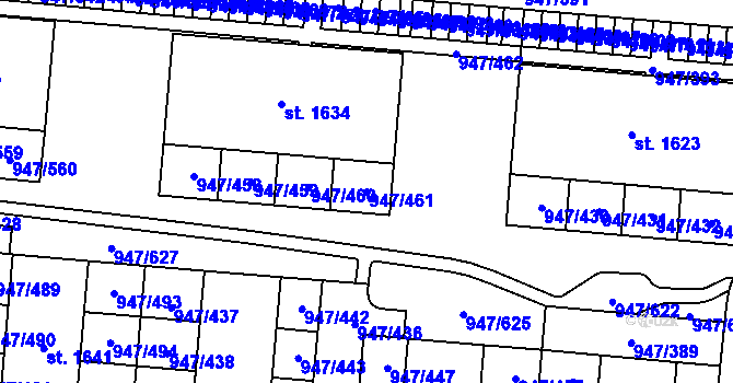 Parcela st. 947/461 v KÚ Dědice u Vyškova, Katastrální mapa