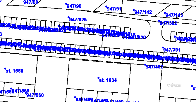 Parcela st. 947/470 v KÚ Dědice u Vyškova, Katastrální mapa