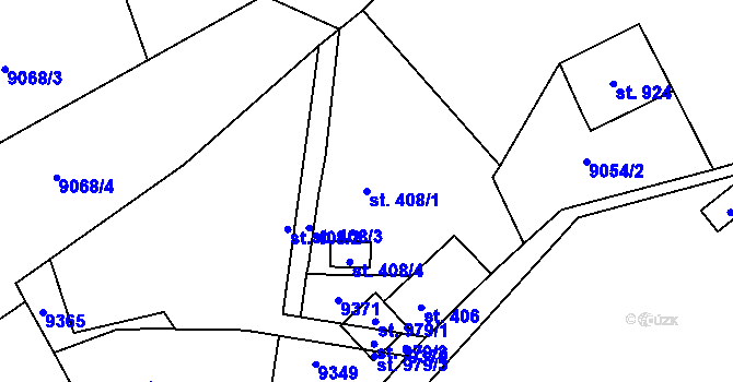 Parcela st. 408/1 v KÚ Vyškovec, Katastrální mapa