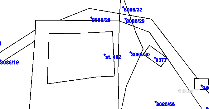 Parcela st. 482 v KÚ Vyškovec, Katastrální mapa