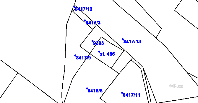 Parcela st. 486 v KÚ Vyškovec, Katastrální mapa