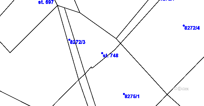 Parcela st. 748 v KÚ Vyškovec, Katastrální mapa