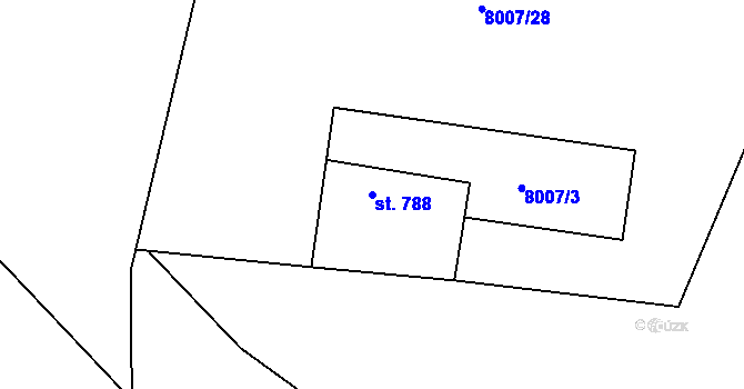 Parcela st. 788 v KÚ Vyškovec, Katastrální mapa