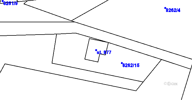 Parcela st. 877 v KÚ Vyškovec, Katastrální mapa