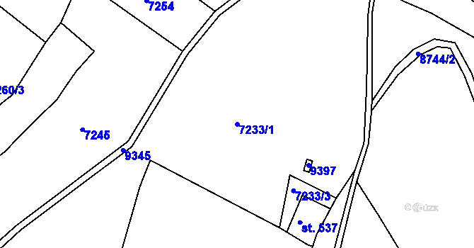 Parcela st. 7233/1 v KÚ Vyškovec, Katastrální mapa