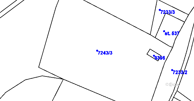 Parcela st. 7243/3 v KÚ Vyškovec, Katastrální mapa