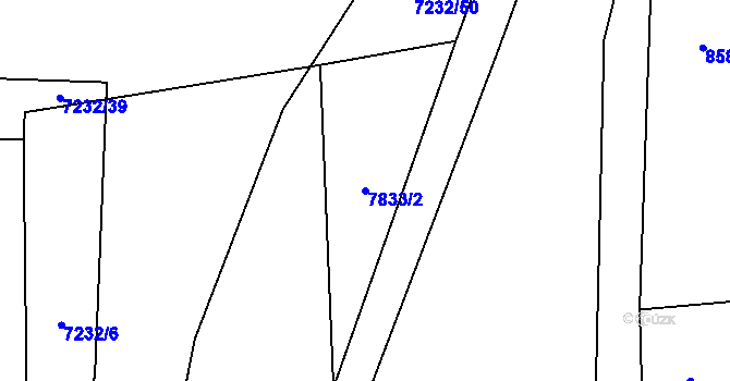 Parcela st. 7833/2 v KÚ Vyškovec, Katastrální mapa